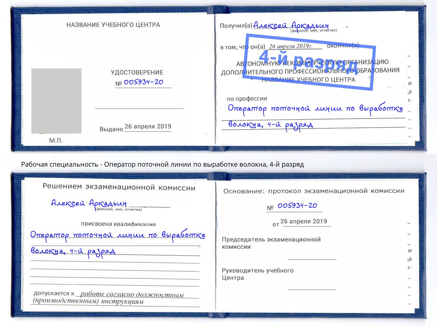 корочка 4-й разряд Оператор поточной линии по выработке волокна Маркс